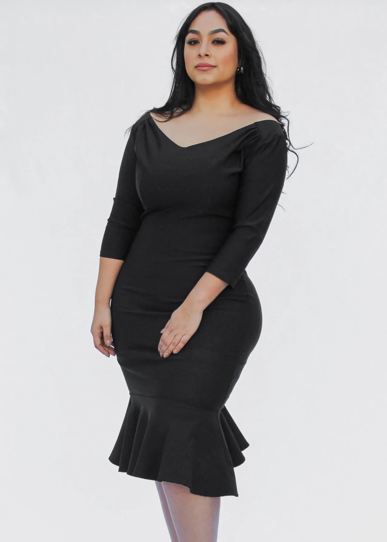 Fitted Mermaid Black Bodycon Dress