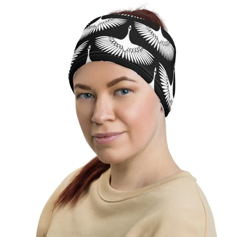 Flock blush white pattern mask Face cover, Neck Gaiter scarve, Headwear, Headband, Bandana, Balaclava, Beanie, Wristband, Hairband, Hood, Head wrap made in US