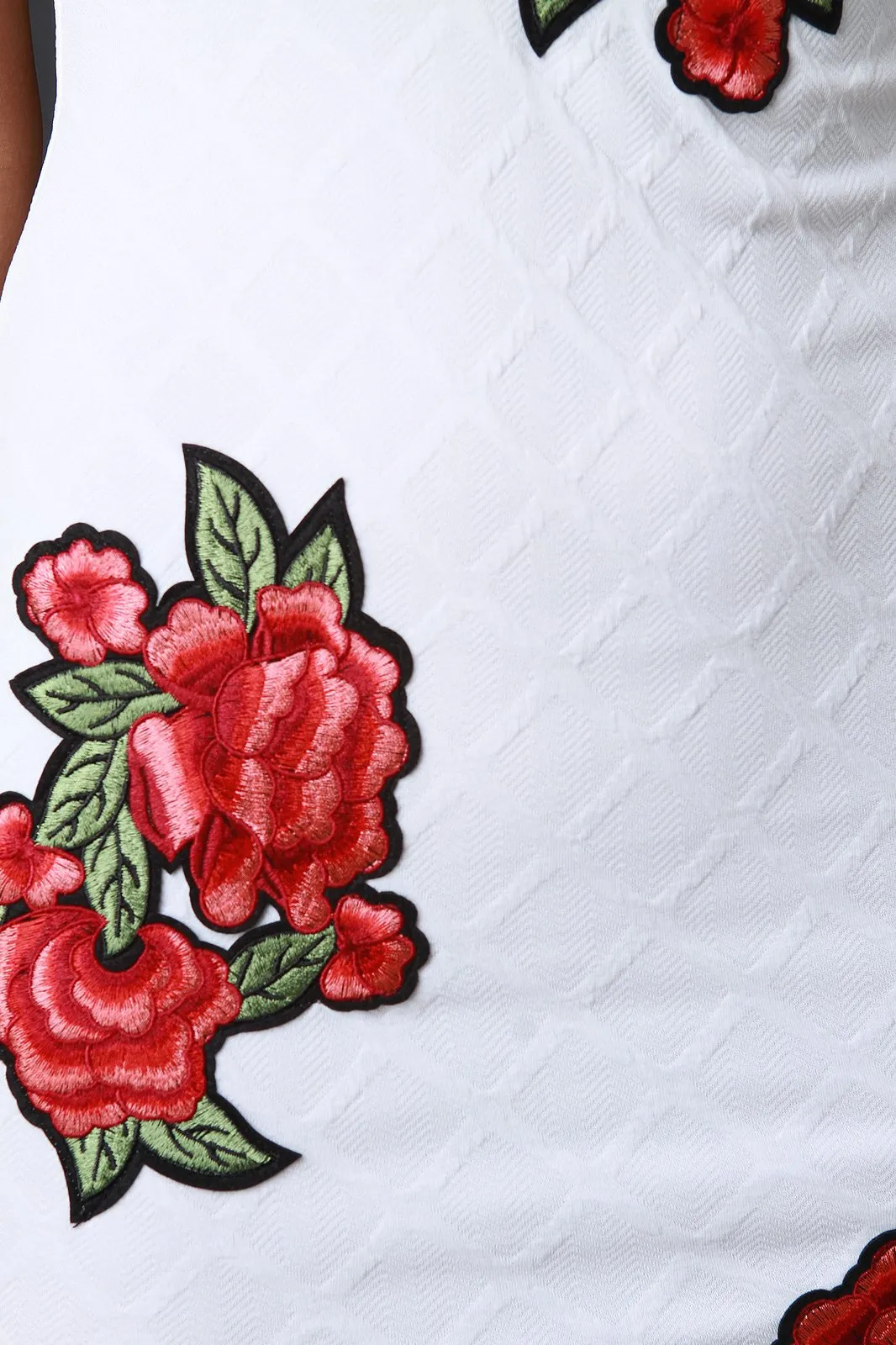 Floral Applique Quilted Tube Midi Dress