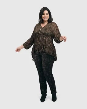 Floral Tiered Crinkle Blouse, Coffee/black