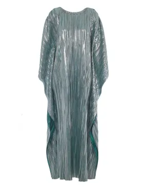 Giselle Metallic Green Plisse Kaftan Dress