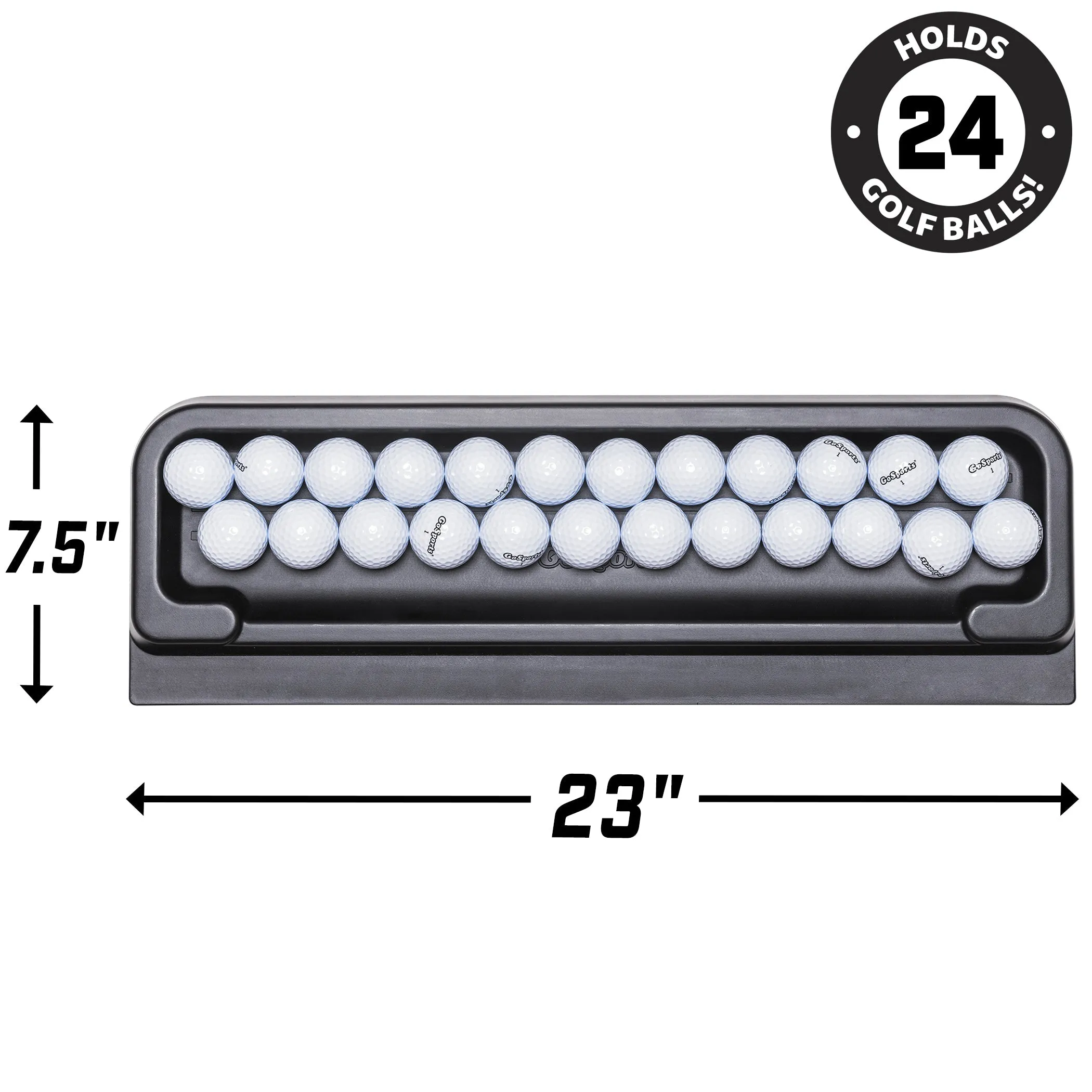GoSports All-Weather Golf Ball Tray - 24 Ball Capacity - Black