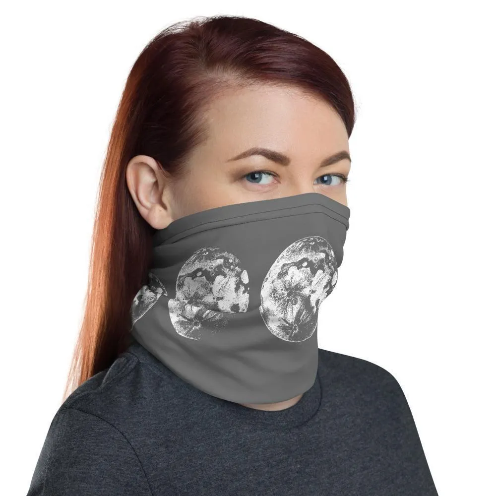 Harvest Moon Phases black white fabric art print pattern, fashion bandana face cover mask, neck gaiter warmer Scarf men women's headband