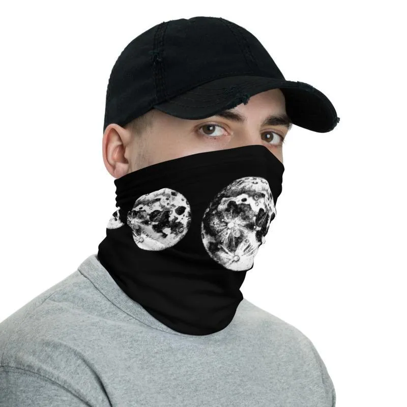 Harvest Moon Phases black white fabric art print pattern, fashion bandana face cover mask, neck gaiter warmer Scarf men women's headband