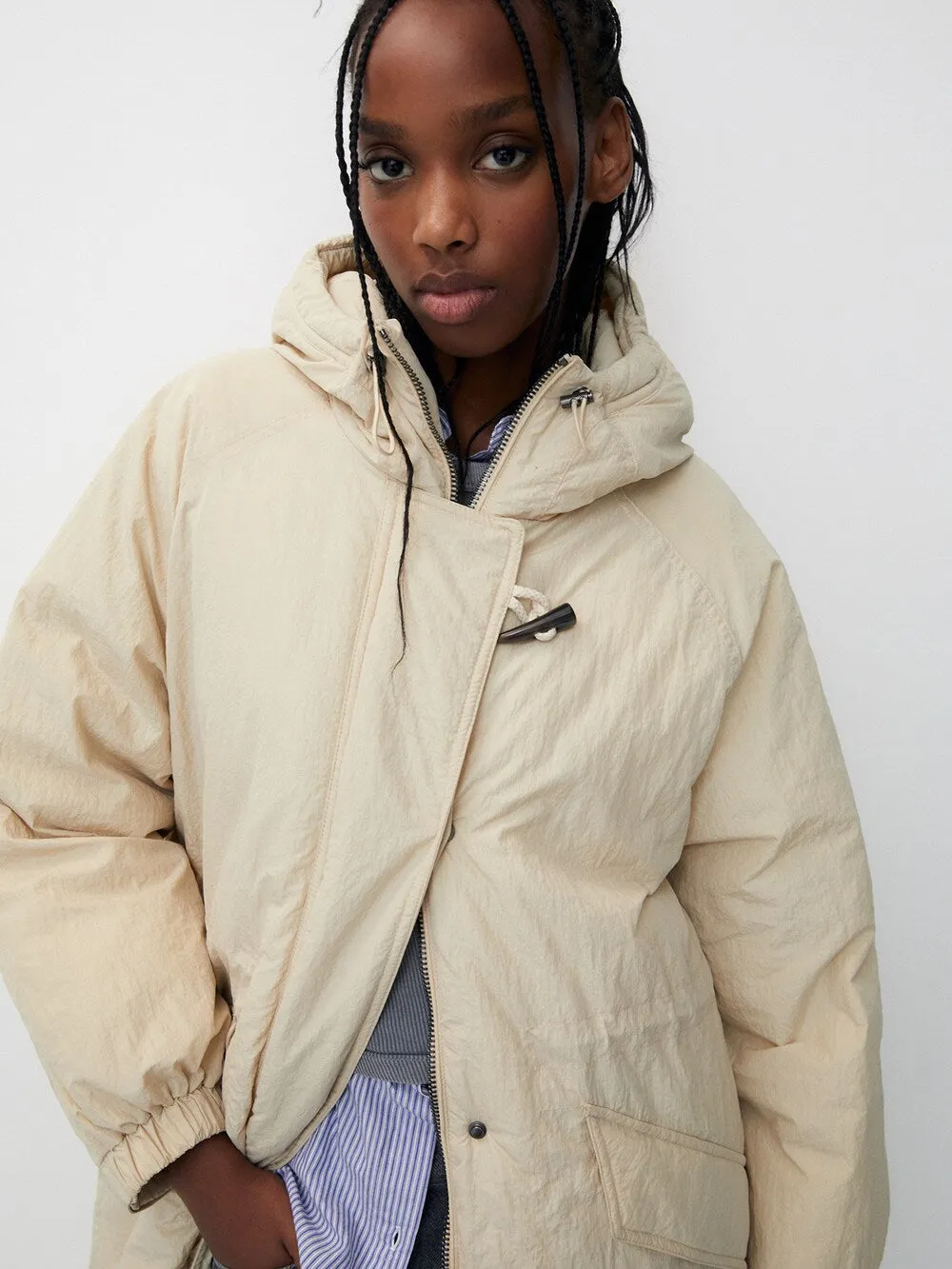 Interseasonal Pull&Bear parka, ecru
