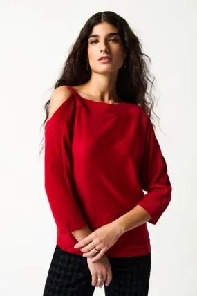 Joseph Ribkoff 234916 Sparkle Knit Cold-Shoulder Sweater Top