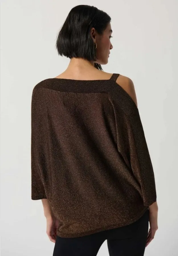 Joseph Ribkoff 234916 Sparkle Knit Cold-Shoulder Sweater Top