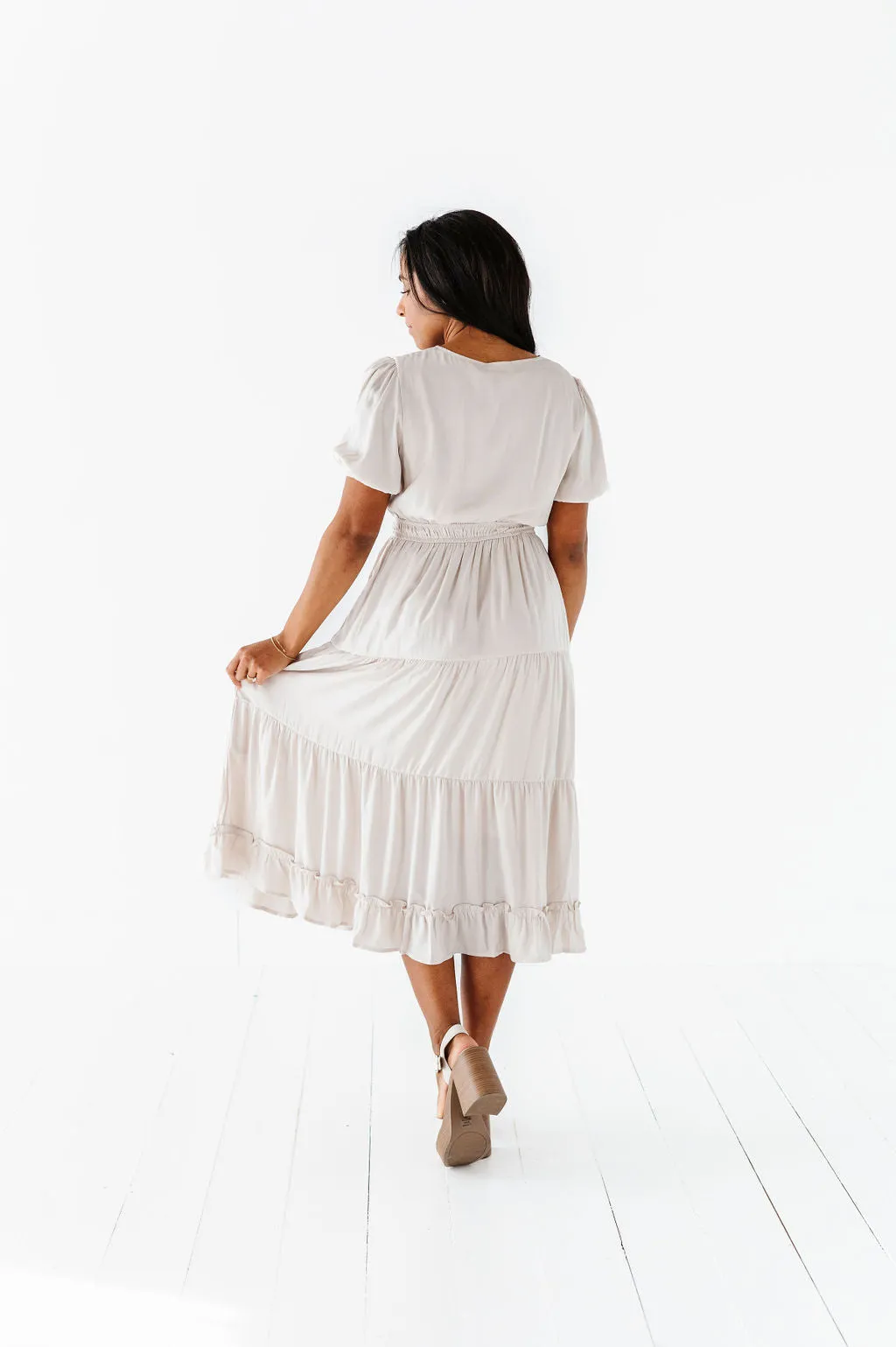 Julia Satin Tiered Dress