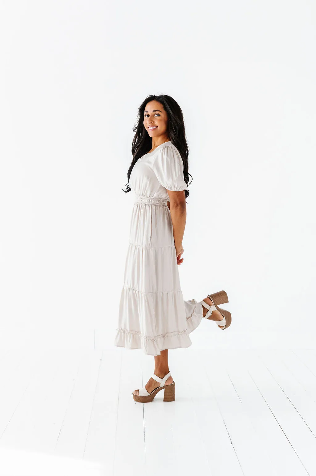 Julia Satin Tiered Dress