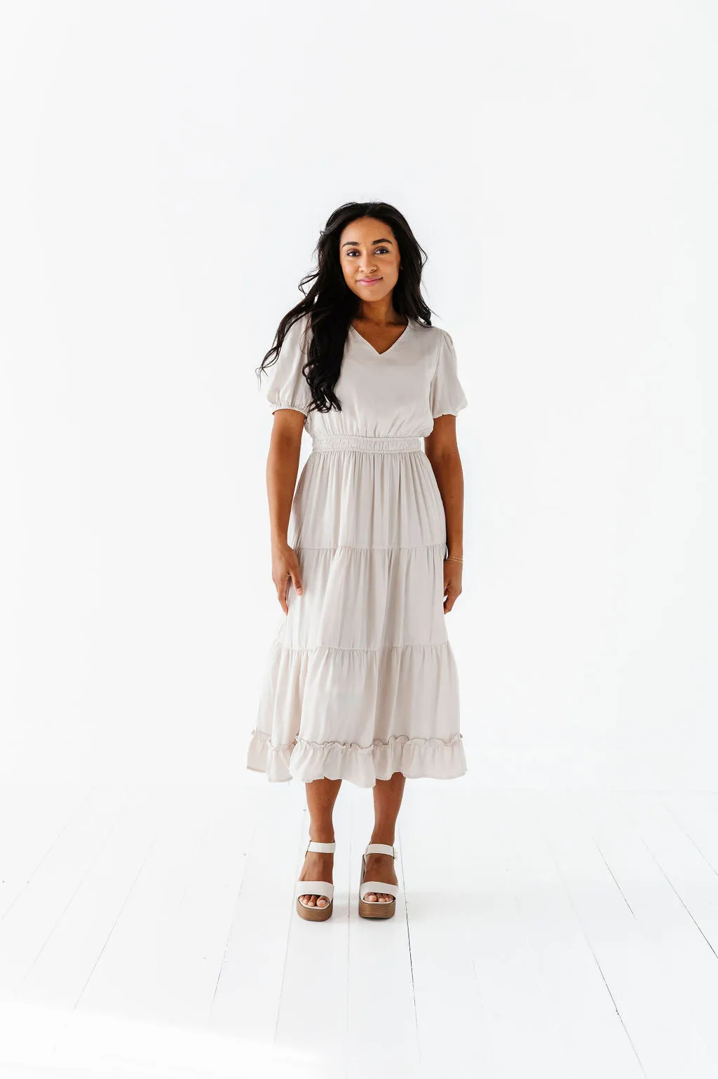 Julia Satin Tiered Dress