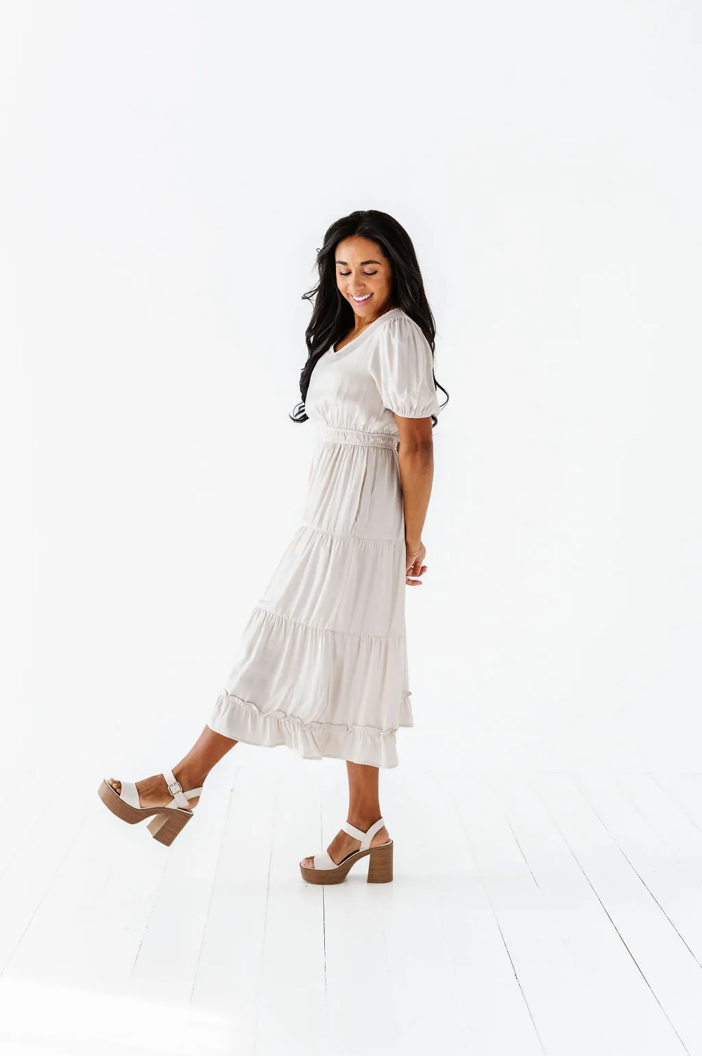 Julia Satin Tiered Dress