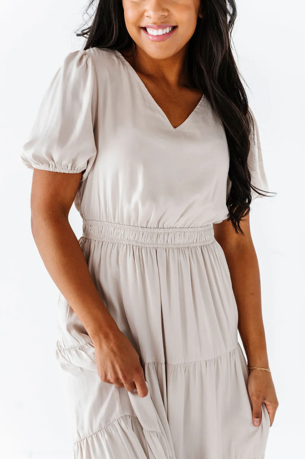 Julia Satin Tiered Dress