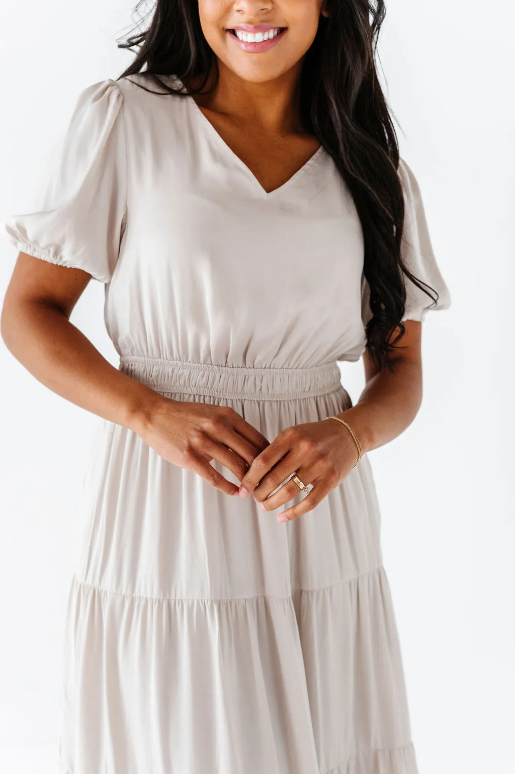 Julia Satin Tiered Dress