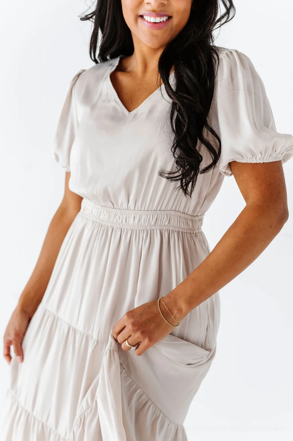 Julia Satin Tiered Dress