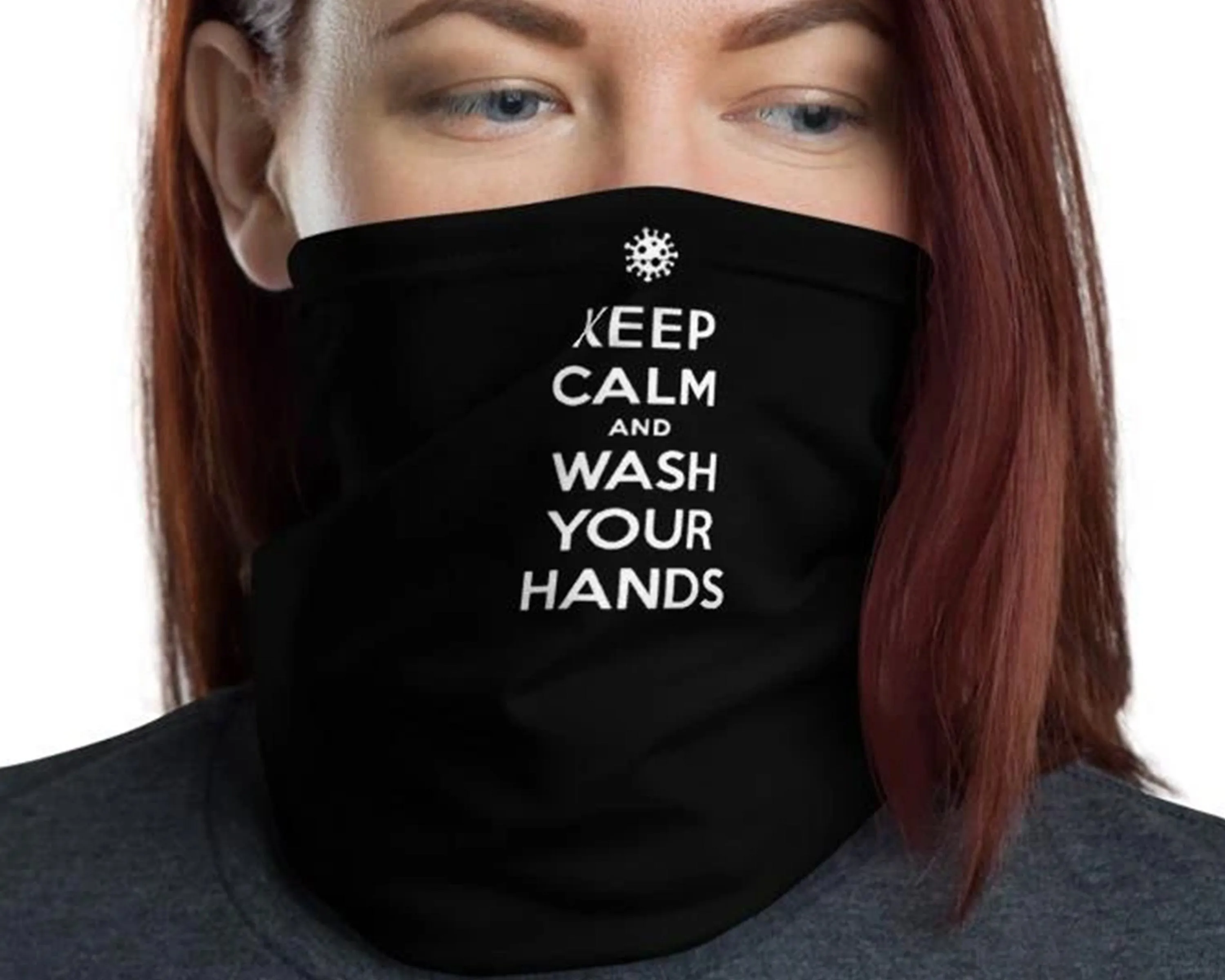 Keep Calm and wash your hands, Washable neck gaiter shield Balaclava Face cover warmer mask, Social Distance quote memes - US Fast Shipping