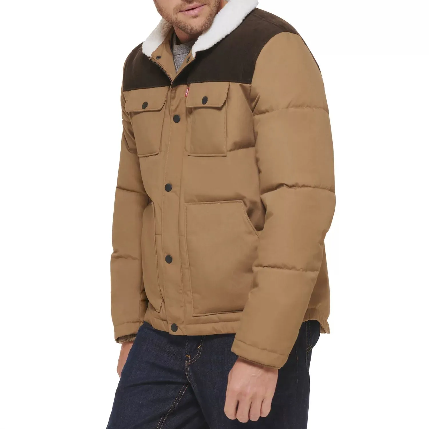 Levi's Men's Mixed Color Parka, Brown