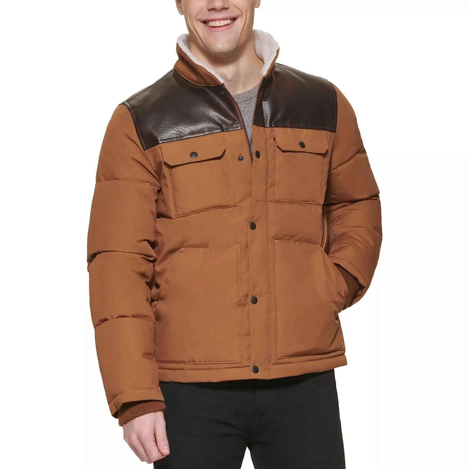 Levi's Men's Mixed Color Parka, Brown