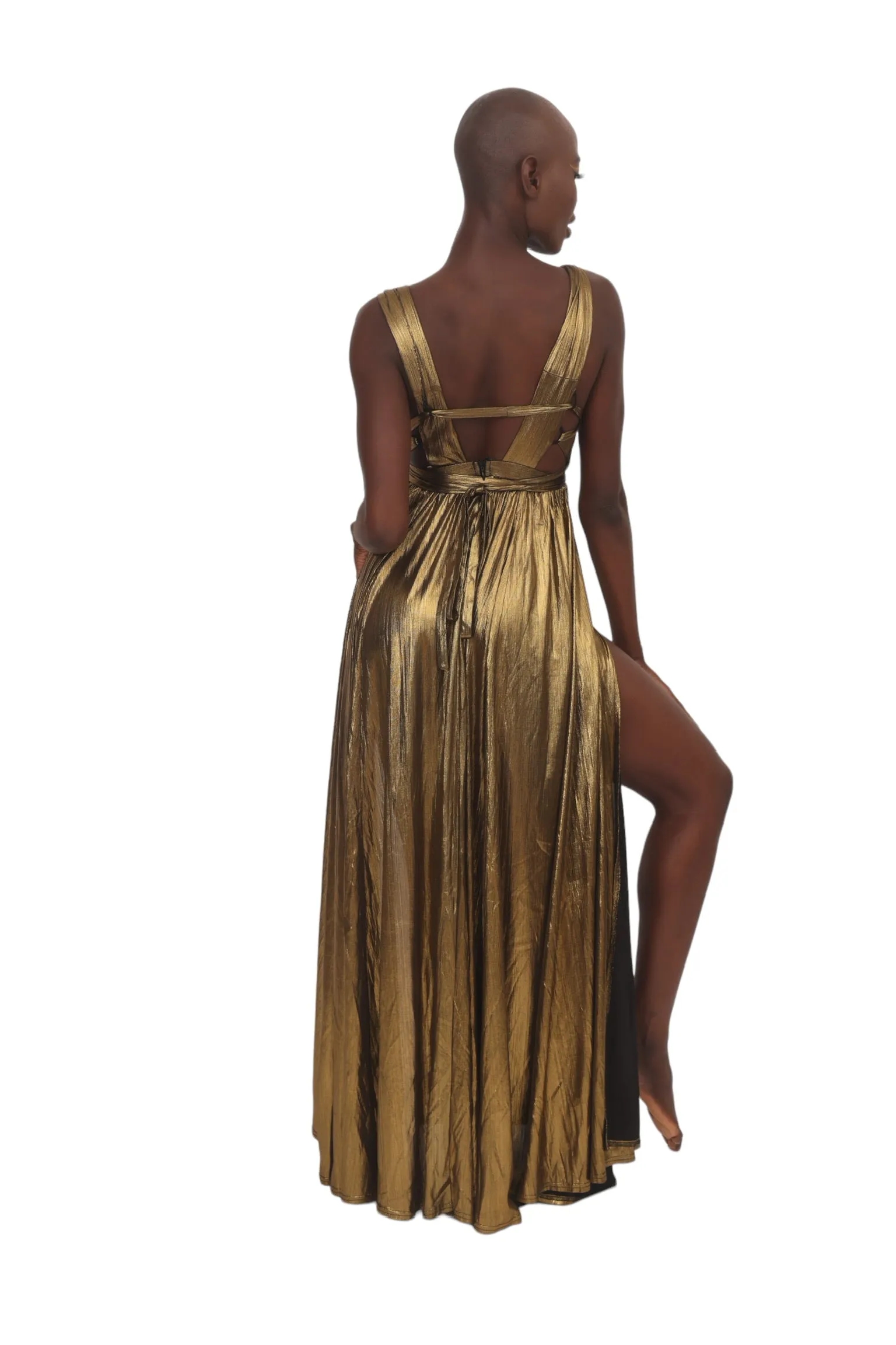 Metallic Goddess Dress - Gold