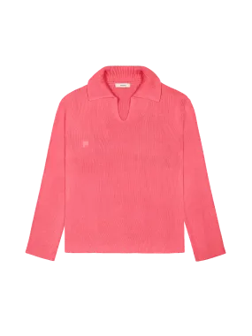 Open Collar Knit Jumper—lotus pink
