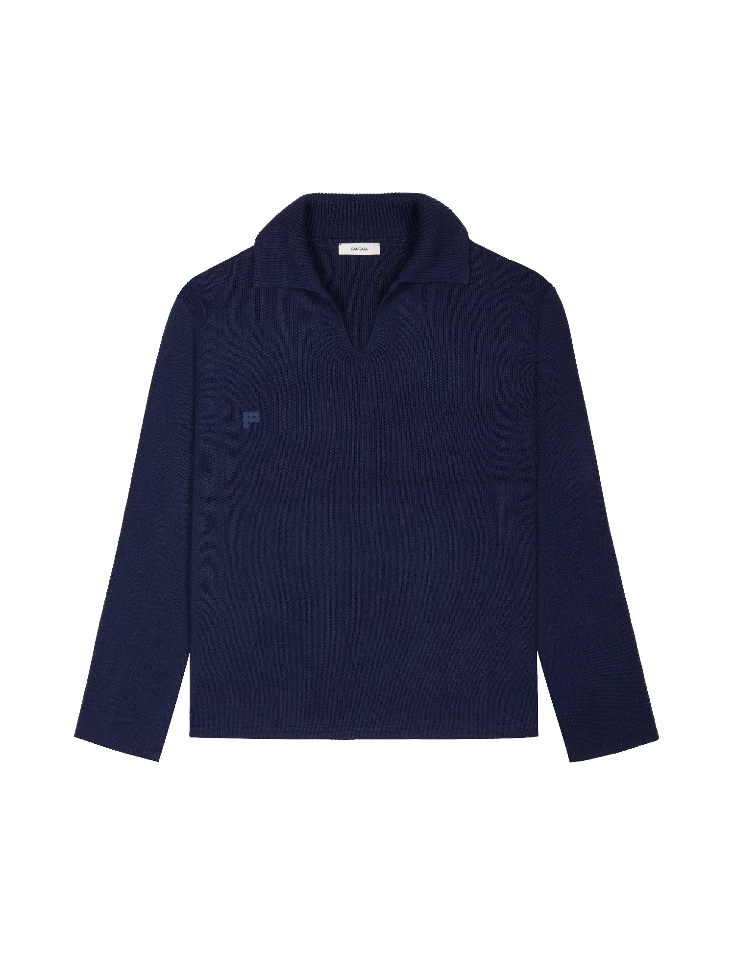 Open Collar Knit Jumper—navy blue