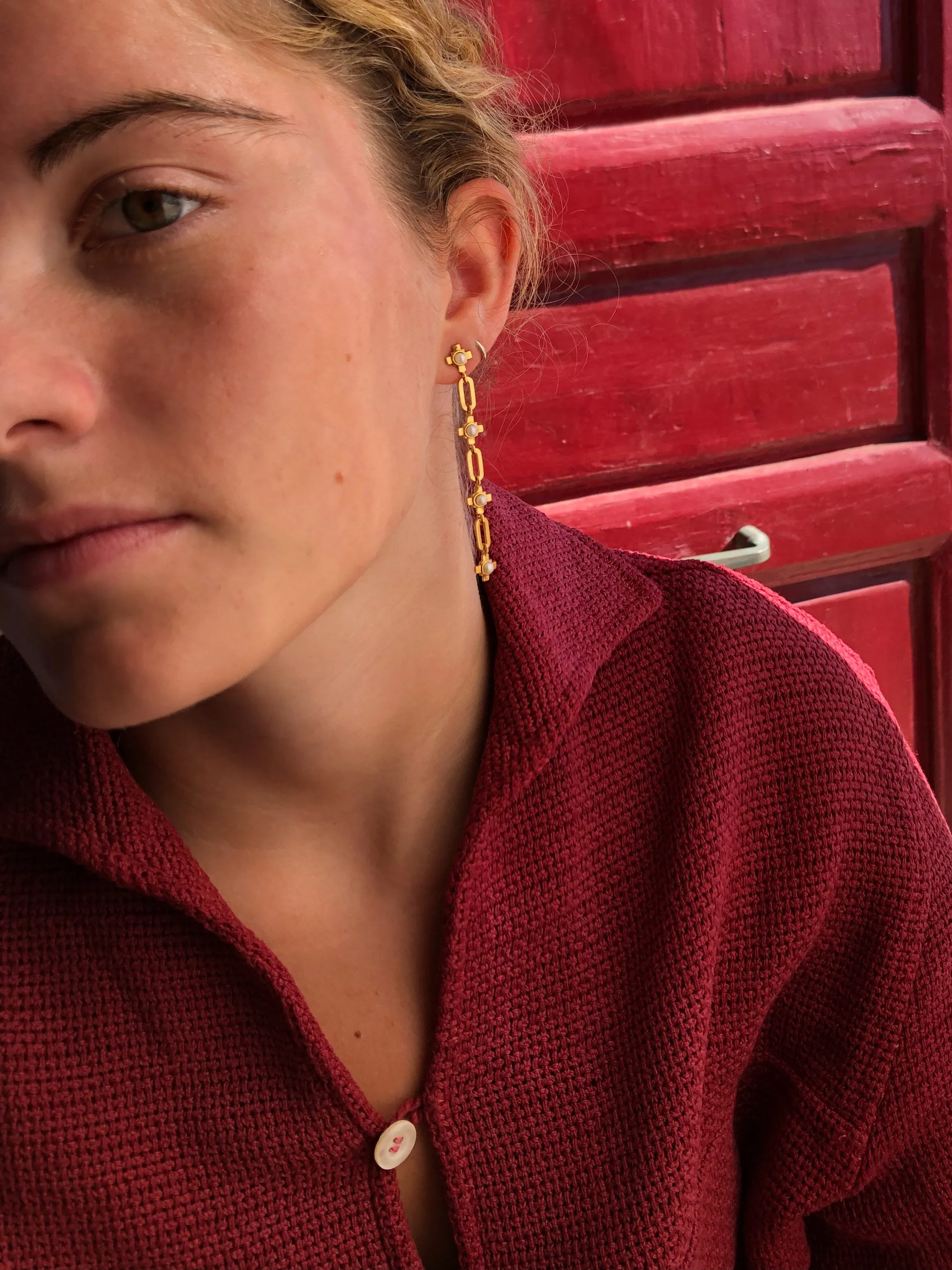 Pendientes Cruces Perla