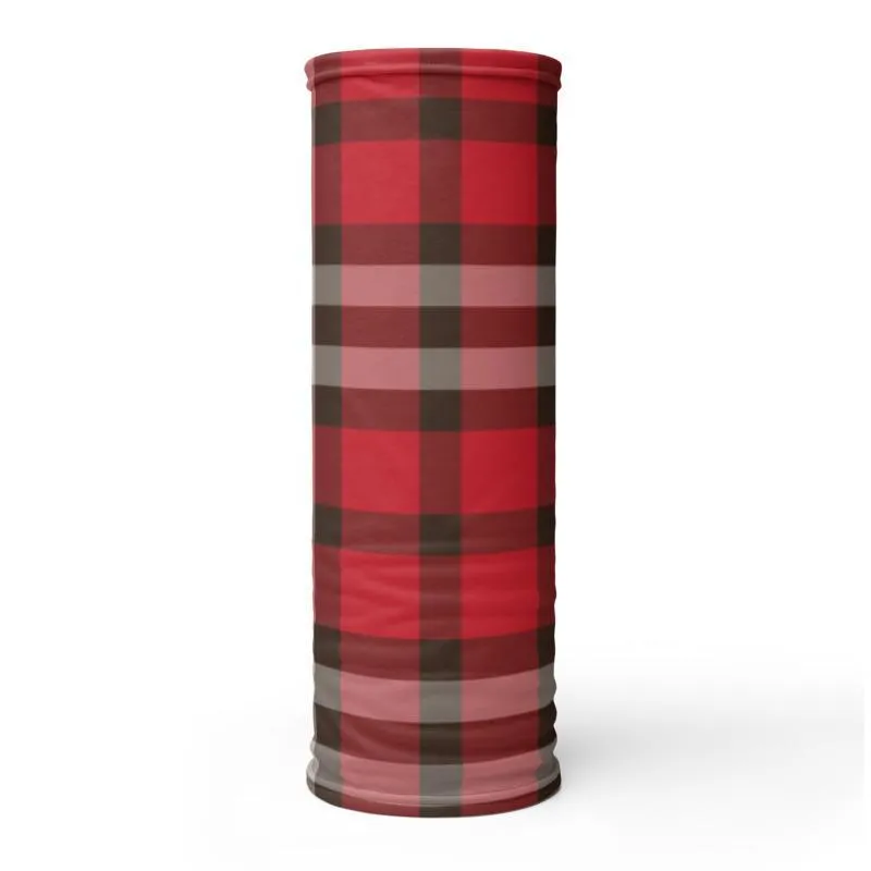 Red brown plaid gray checkered - neck gaiter 12 in 1 face cover head wear headband wrap balaclava mask head wear beanie - US Fast Shipping