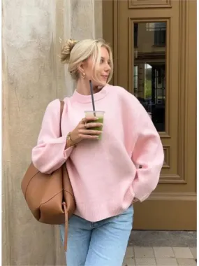 Solid Long Stylish Sleeve Knit Pullover