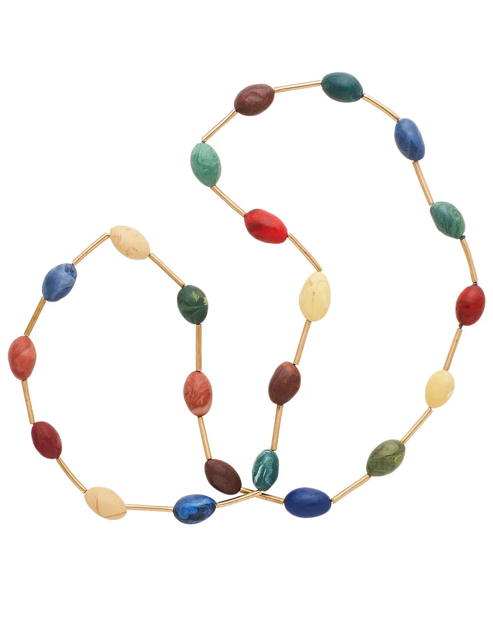 Spectrum Multi Clay Egg Bronze Necklace