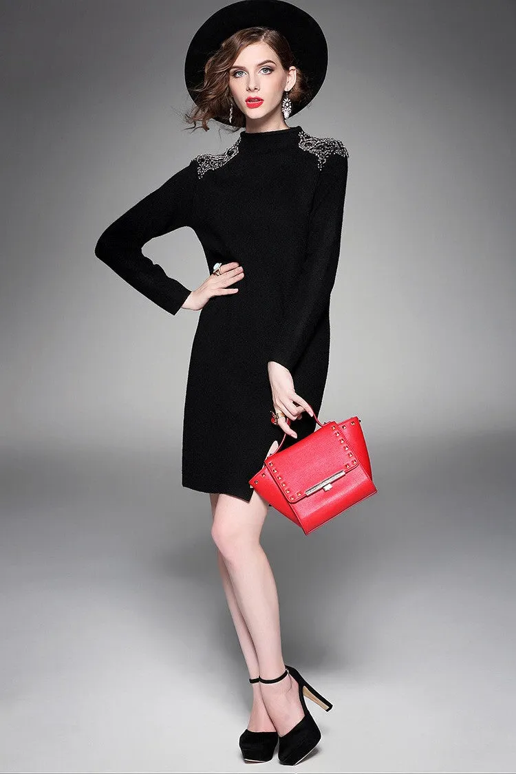 Sweater Dress W/ Beads Detail