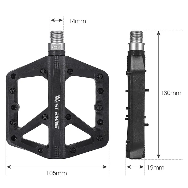 Ultralight Nylon Bicycle Pedals 2 Sealed Bearings MTB Road BMX Pedals Non-Slip Waterproof Bike Pedals Accessories