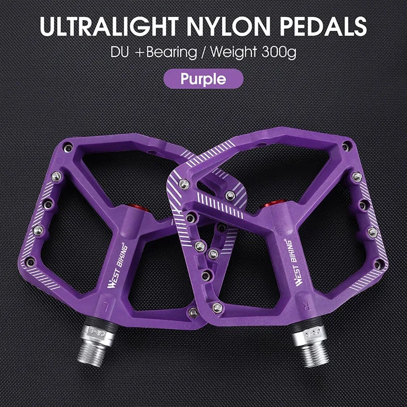 Ultralight Nylon Bicycle Pedals 2 Sealed Bearings MTB Road BMX Pedals Non-Slip Waterproof Bike Pedals Accessories