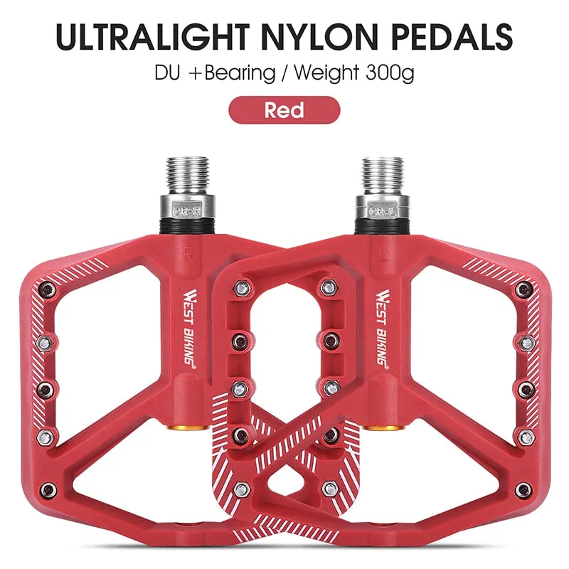 Ultralight Nylon Bicycle Pedals DU Sealed Bearings MTB Road BMX Pedals Non-Slip Waterproof Bike Part Flat Pedals