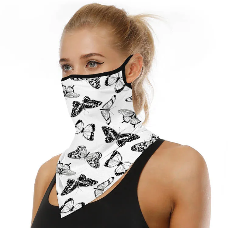 Unisex Face Scarf Bandana with Ear Loops Butterfly