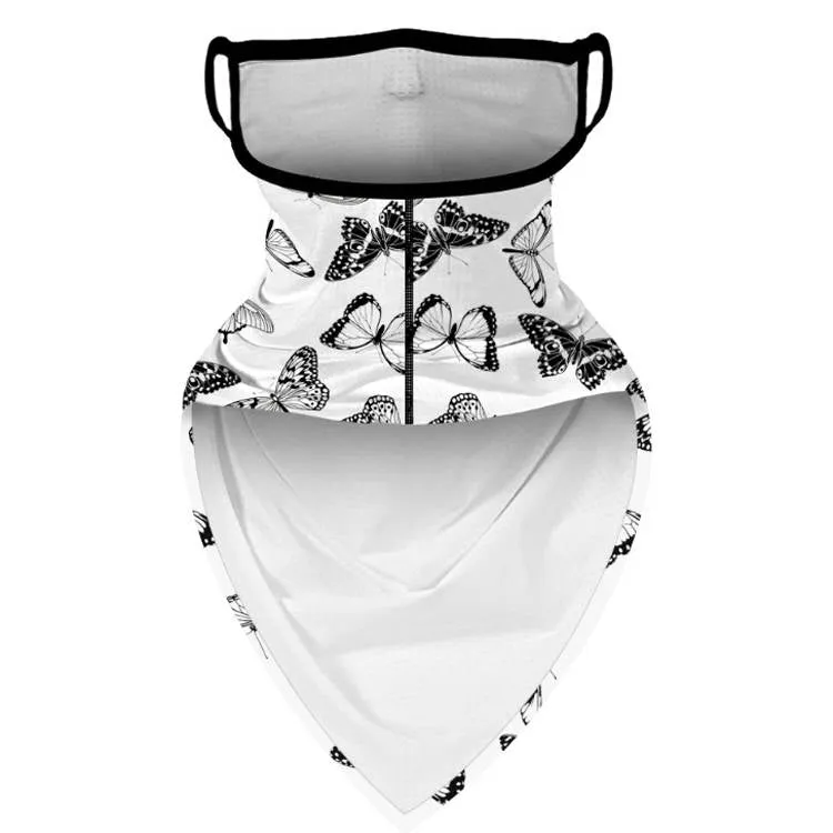 Unisex Face Scarf Bandana with Ear Loops Butterfly
