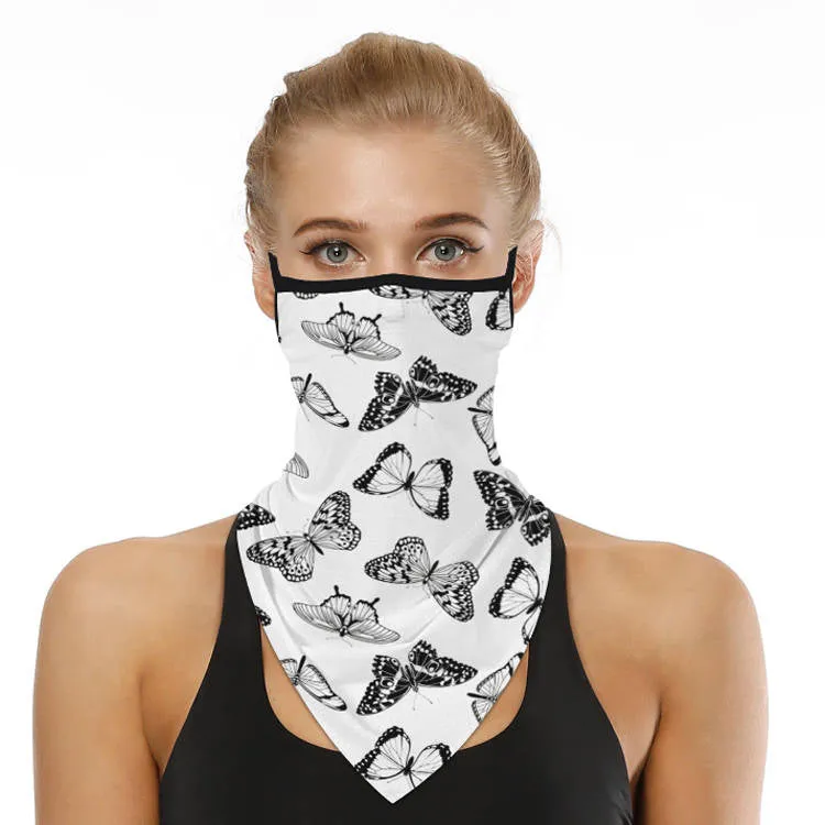 Unisex Face Scarf Bandana with Ear Loops Butterfly