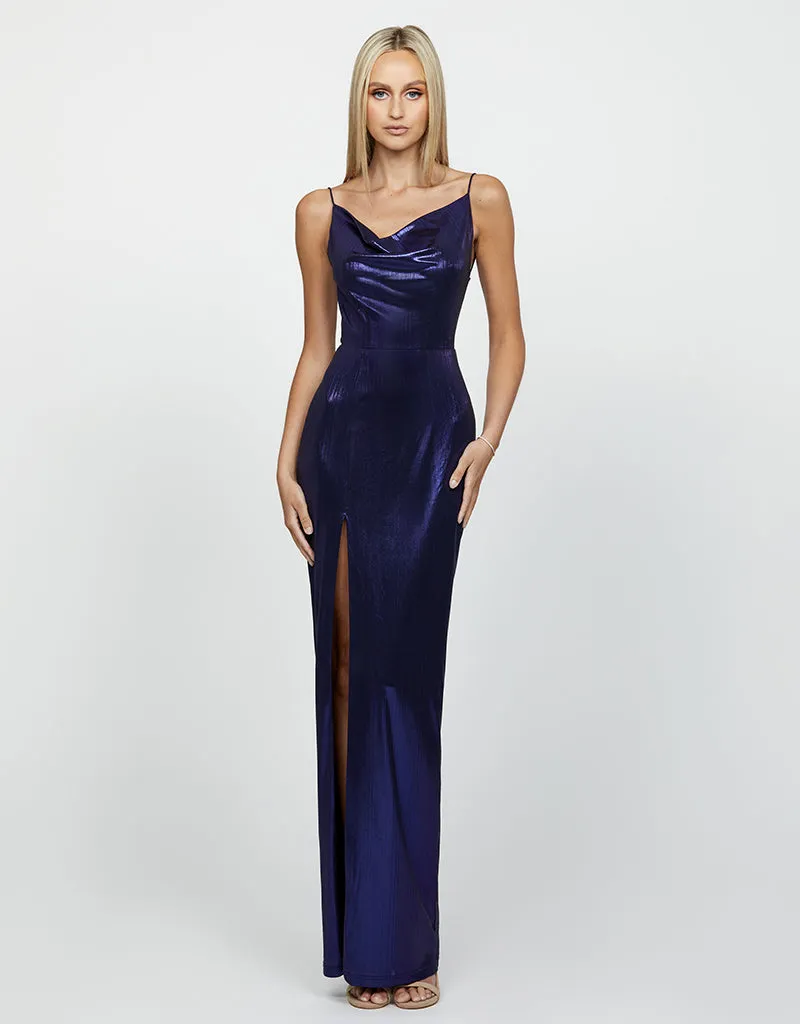 VERONIKA COWL NECK BACKLESS MAXI BL60D11L