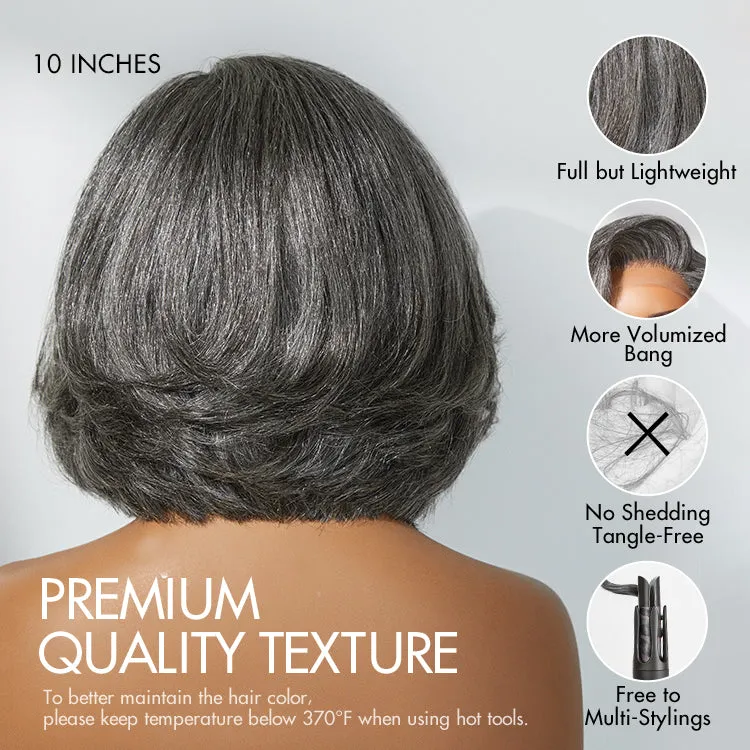 VIP ONLY | Boss Vibe Salt & Pepper Layered Bob / Body Wave Glueless Pre-Cut Minimalist Lace Grey Wig