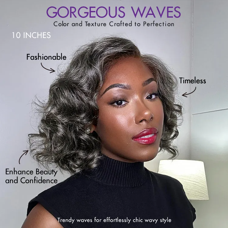 VIP ONLY | Boss Vibe Salt & Pepper Layered Bob / Body Wave Glueless Pre-Cut Minimalist Lace Grey Wig