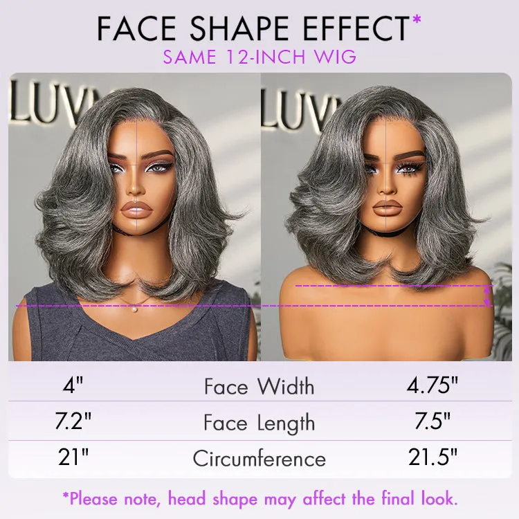 VIP ONLY | Boss Vibe Salt & Pepper Layered Bob / Body Wave Glueless Pre-Cut Minimalist Lace Grey Wig