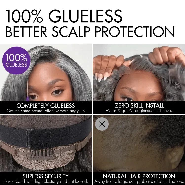 VIP ONLY | Boss Vibe Salt & Pepper Layered Bob / Body Wave Glueless Pre-Cut Minimalist Lace Grey Wig