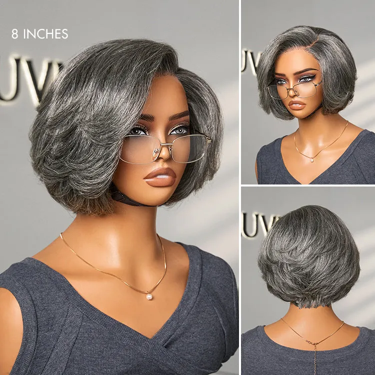 VIP ONLY | Boss Vibe Salt & Pepper Layered Bob / Body Wave Glueless Pre-Cut Minimalist Lace Grey Wig
