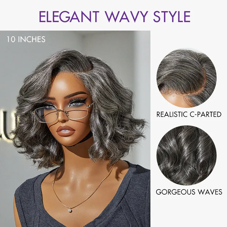 VIP ONLY | Boss Vibe Salt & Pepper Layered Bob / Body Wave Glueless Pre-Cut Minimalist Lace Grey Wig