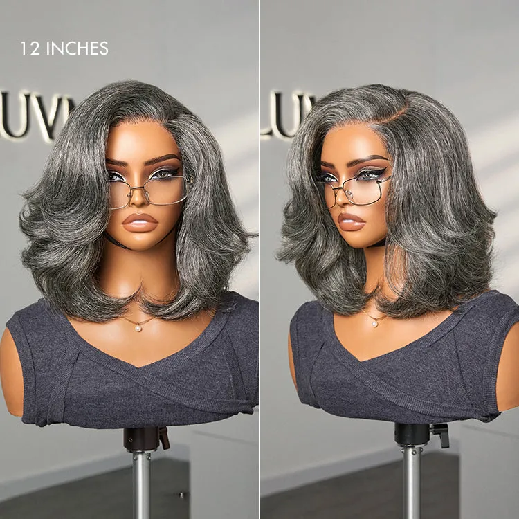 VIP ONLY | Boss Vibe Salt & Pepper Layered Bob / Body Wave Glueless Pre-Cut Minimalist Lace Grey Wig