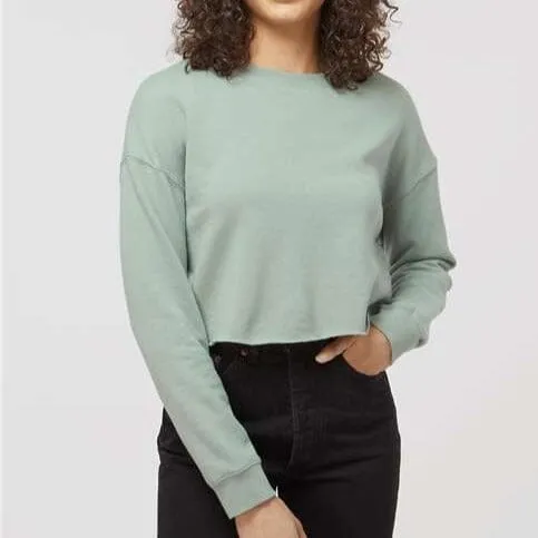 Women's Lightweight Cropped Crew Pullover (Sage)