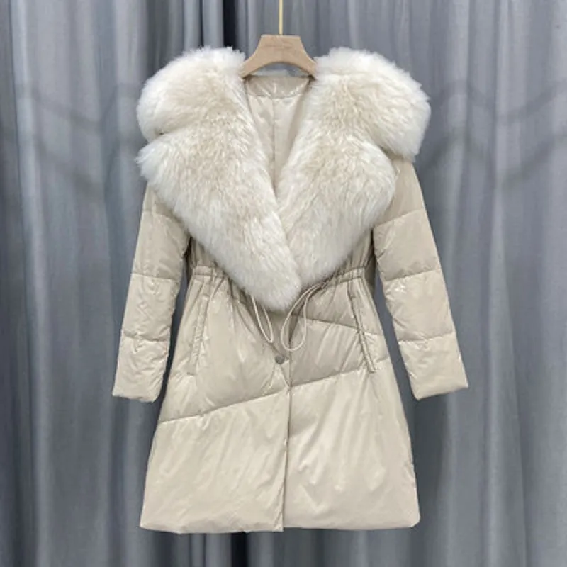 Women's Winter Casual Slim Long Batik Parka With Wool