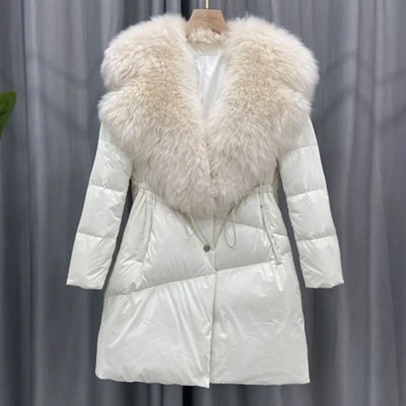 Women's Winter Casual Slim Long Batik Parka With Wool