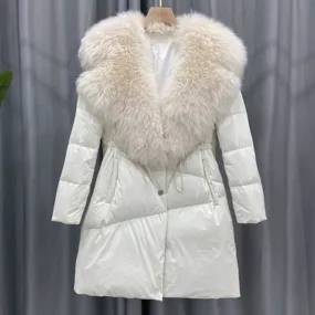 Women's Winter Casual Slim Long Batik Parka With Wool