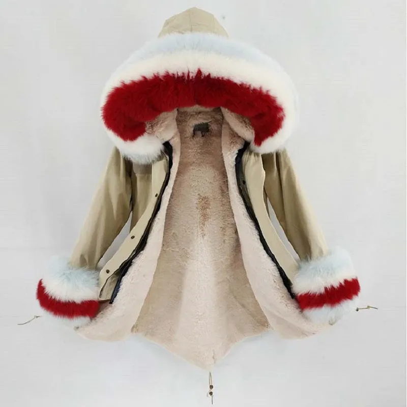 Women's Winter Casual Slim Long Parka With Detachable Fox Fur