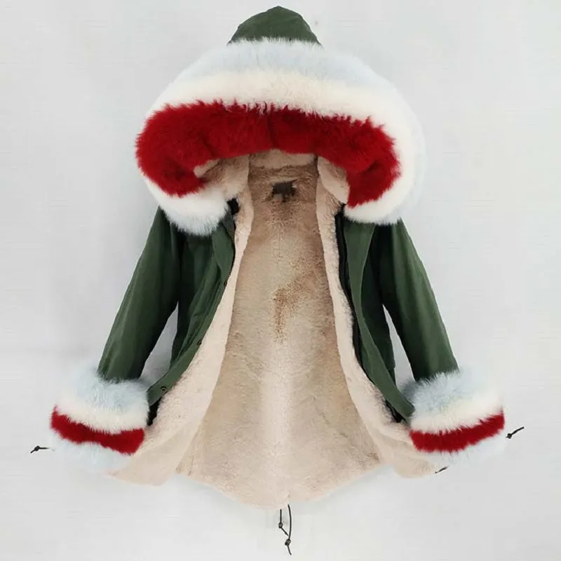 Women's Winter Casual Slim Long Parka With Detachable Fox Fur