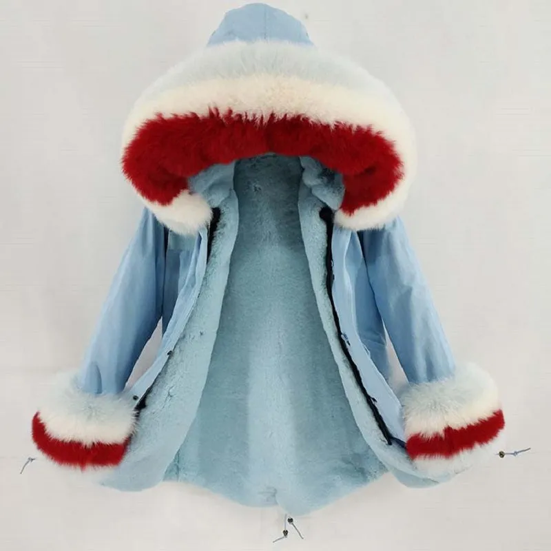 Women's Winter Casual Slim Long Parka With Detachable Fox Fur